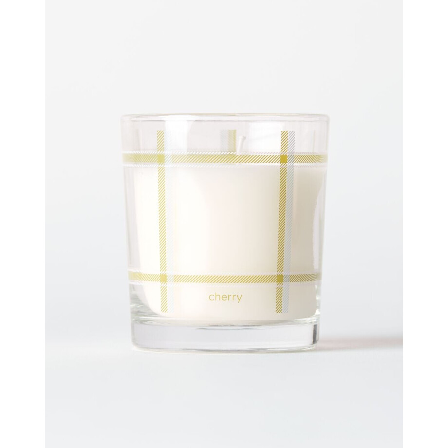 HEMA HEMA Geurkaars ⌀7x8cm Glas Ruiten Kers (ivoor) afbeelding 1