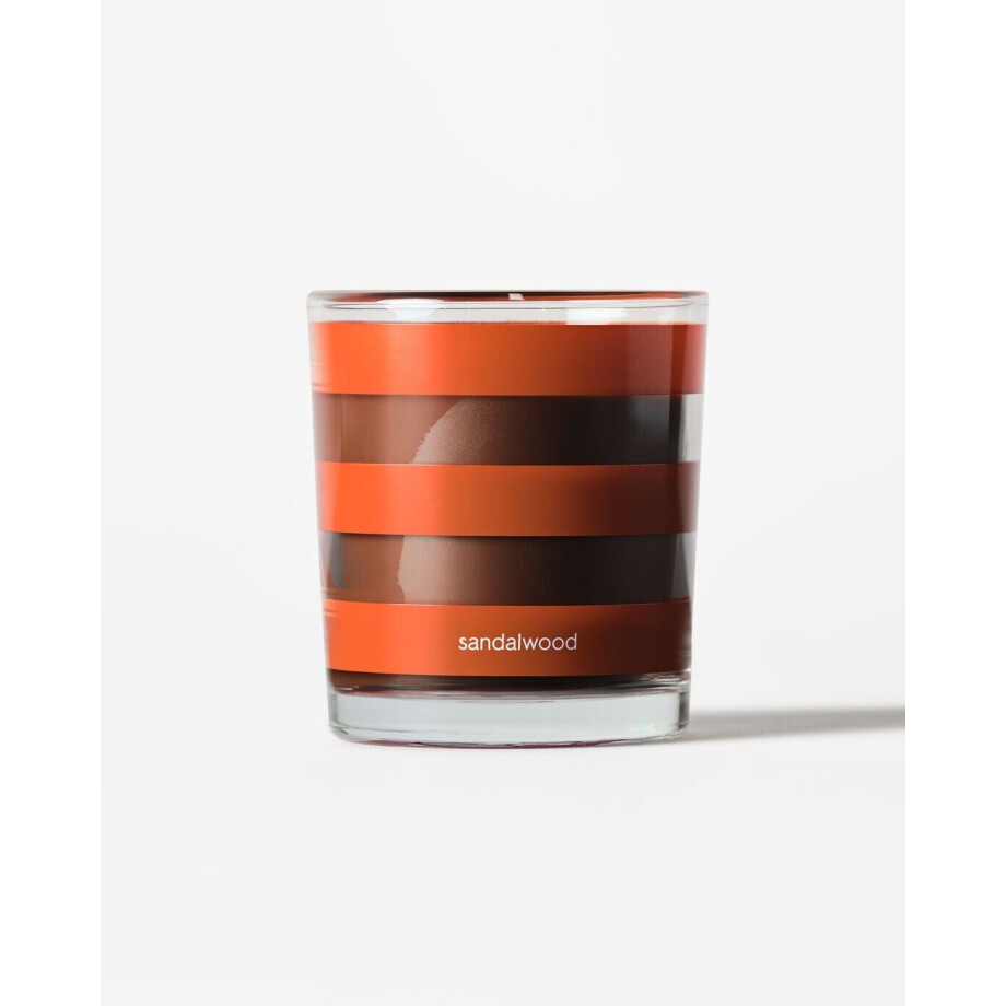 HEMA HEMA Geurkaars ⌀7x8cm Glas Strepen Sandalwood (donkeroranje) HEMA HEMA Geurkaars ⌀7x8cm Glas Strepen Sandalwood (donkeroranje) afbeelding 1