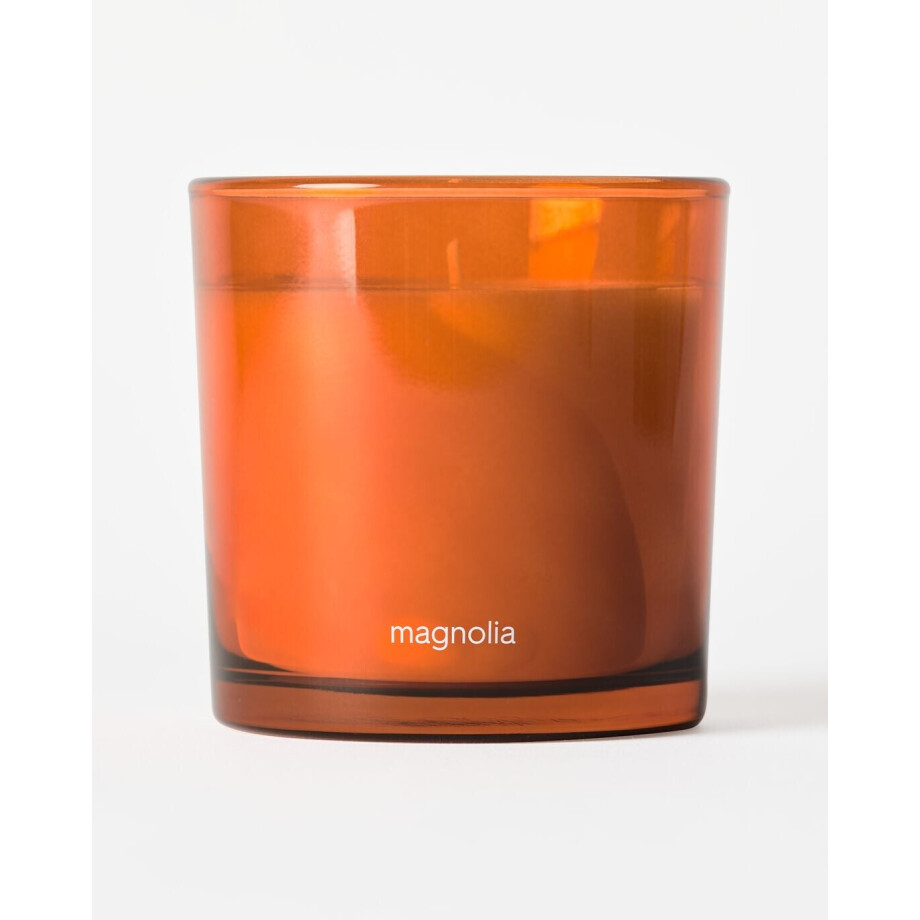 HEMA HEMA Geurkaars ⌀10x10cm Glas Magnolia (donkeroranje) HEMA HEMA Geurkaars ⌀10x10cm Glas Magnolia (donkeroranje) afbeelding 1