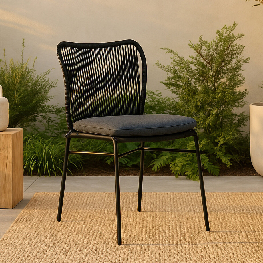 Nohr Tuinstoel 'Malek' Stapelbaar, kleur Zwart Nohr Tuinstoel 'Malek' Stapelbaar, kleur Zwart afbeelding 1