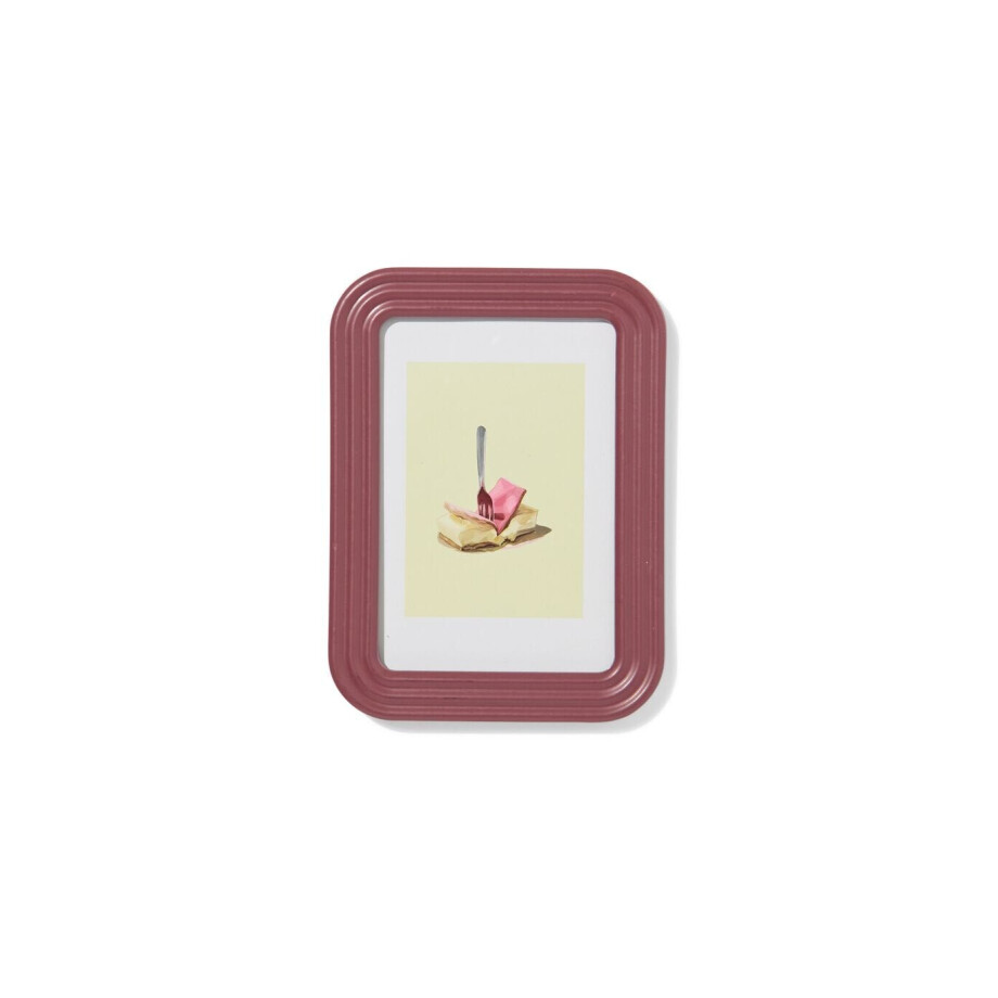 HEMA HEMA Fotolijst 10x15cm Hout Ribbelrand (bordeauxrood) afbeelding 1