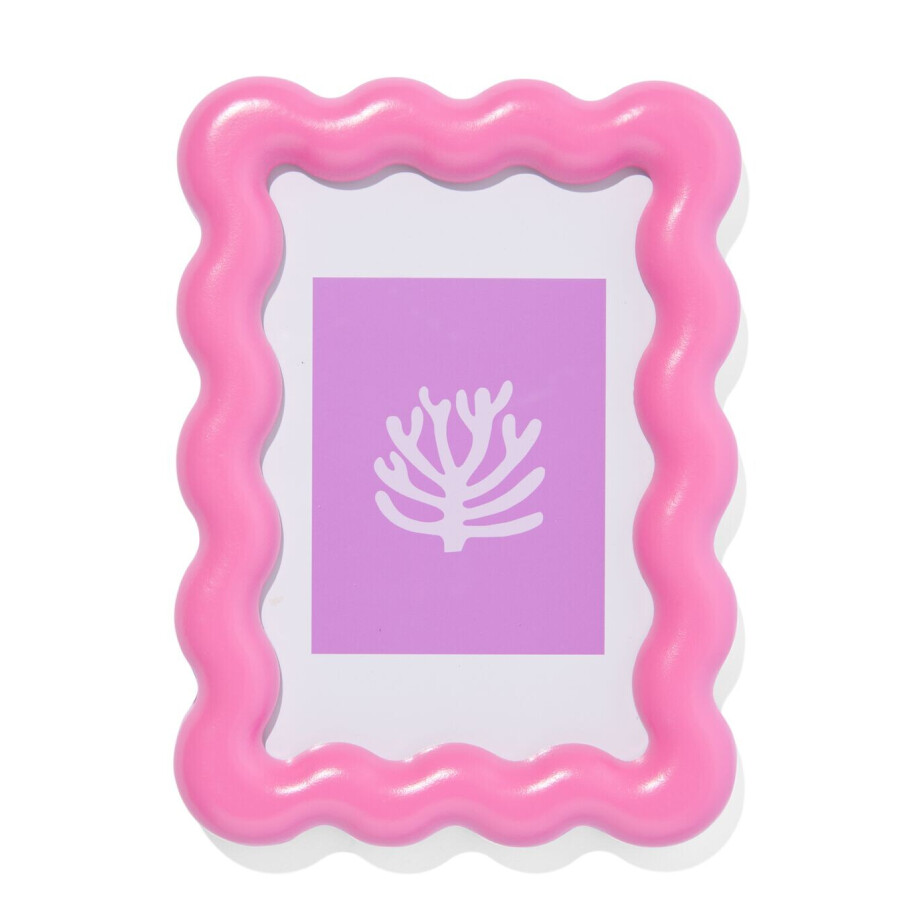 HEMA HEMA Fotolijst 10x15cm Roze Hout Golven (felroze) afbeelding 1