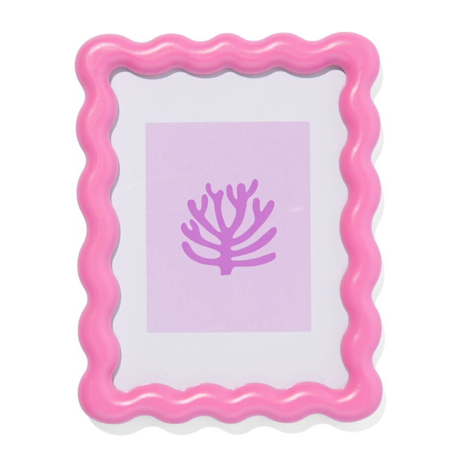 HEMA HEMA Fotolijst 15x20cm Roze Hout Golven (felroze) afbeelding 1