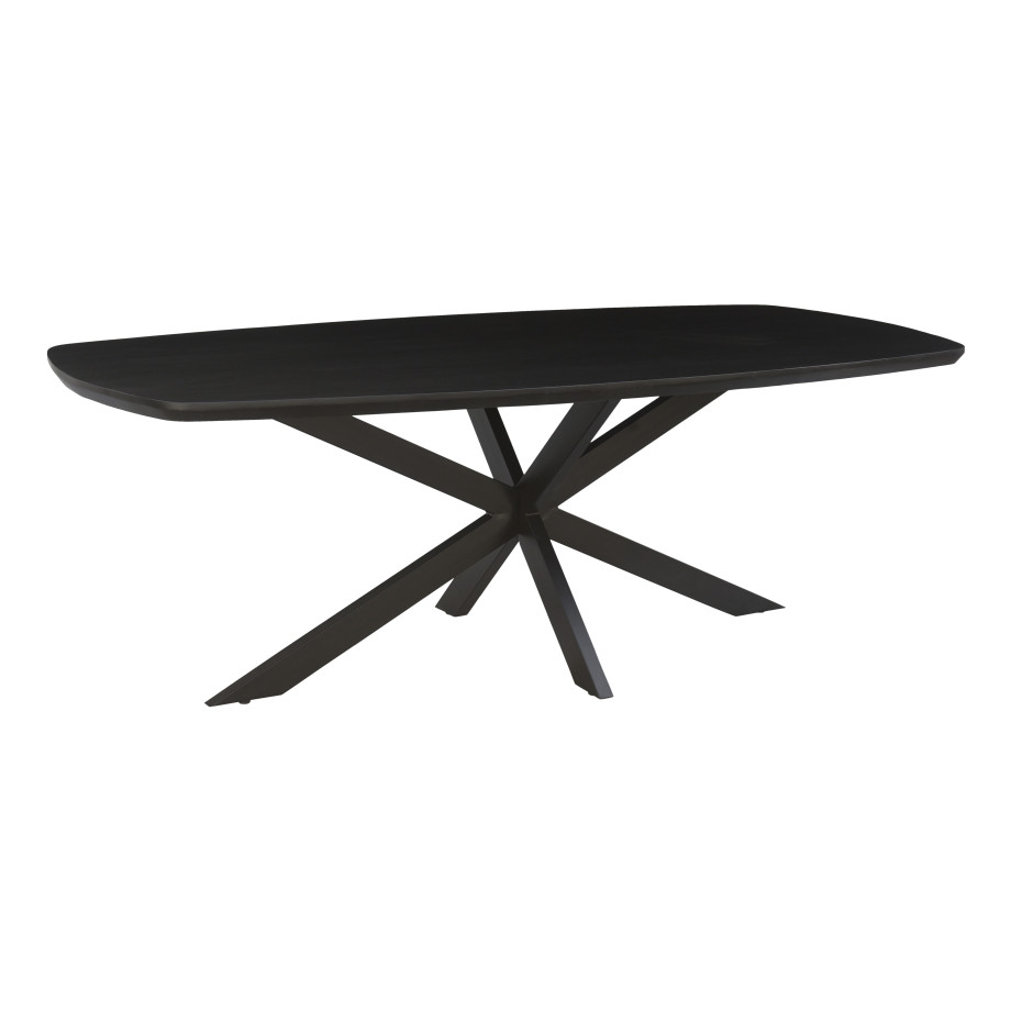 LivingFurn Deens Ovale Eettafel 'Jesper' Mangohout, 230 x 105cm, kleur Zwart afbeelding 1