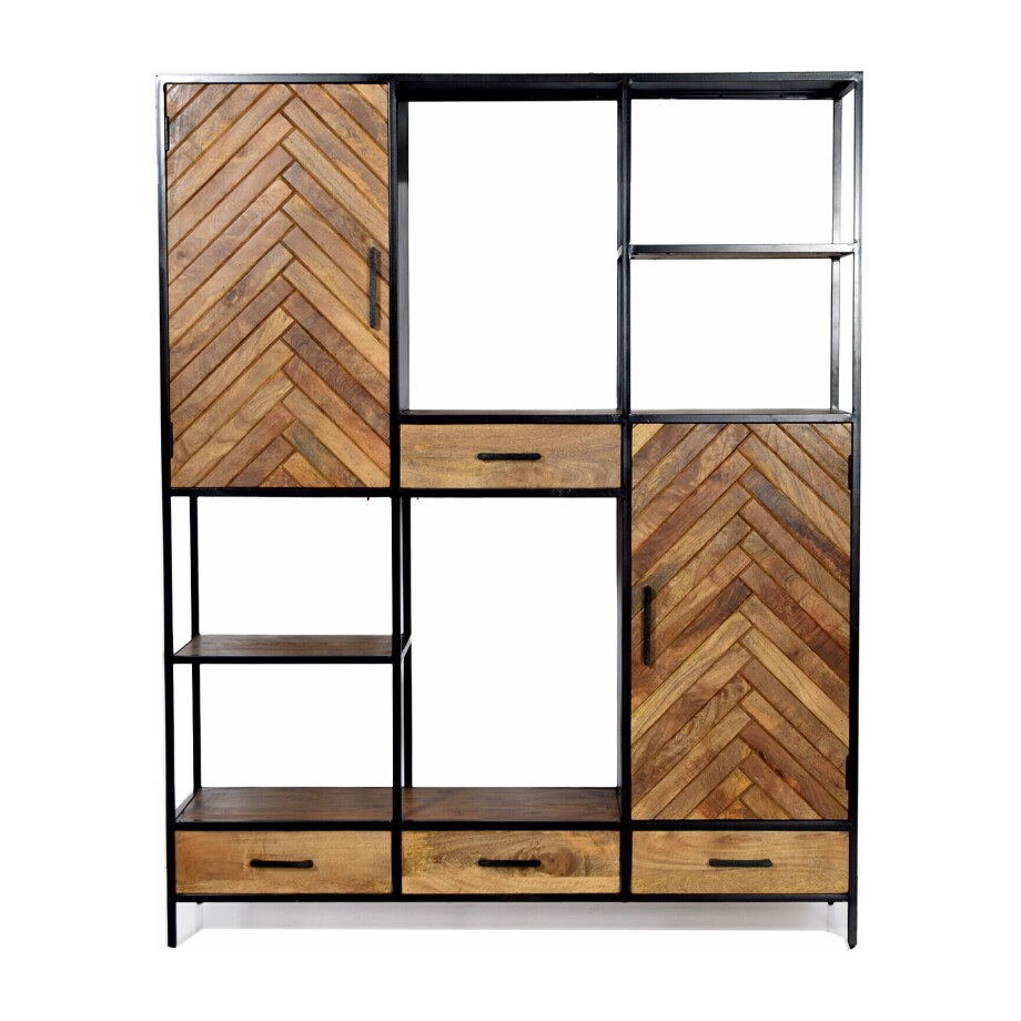 Livingfurn Opbergkast 'Brooklyn' Mangohout, 200 x 160cm Livingfurn Opbergkast 'Brooklyn' Mangohout, 200 x 160cm afbeelding