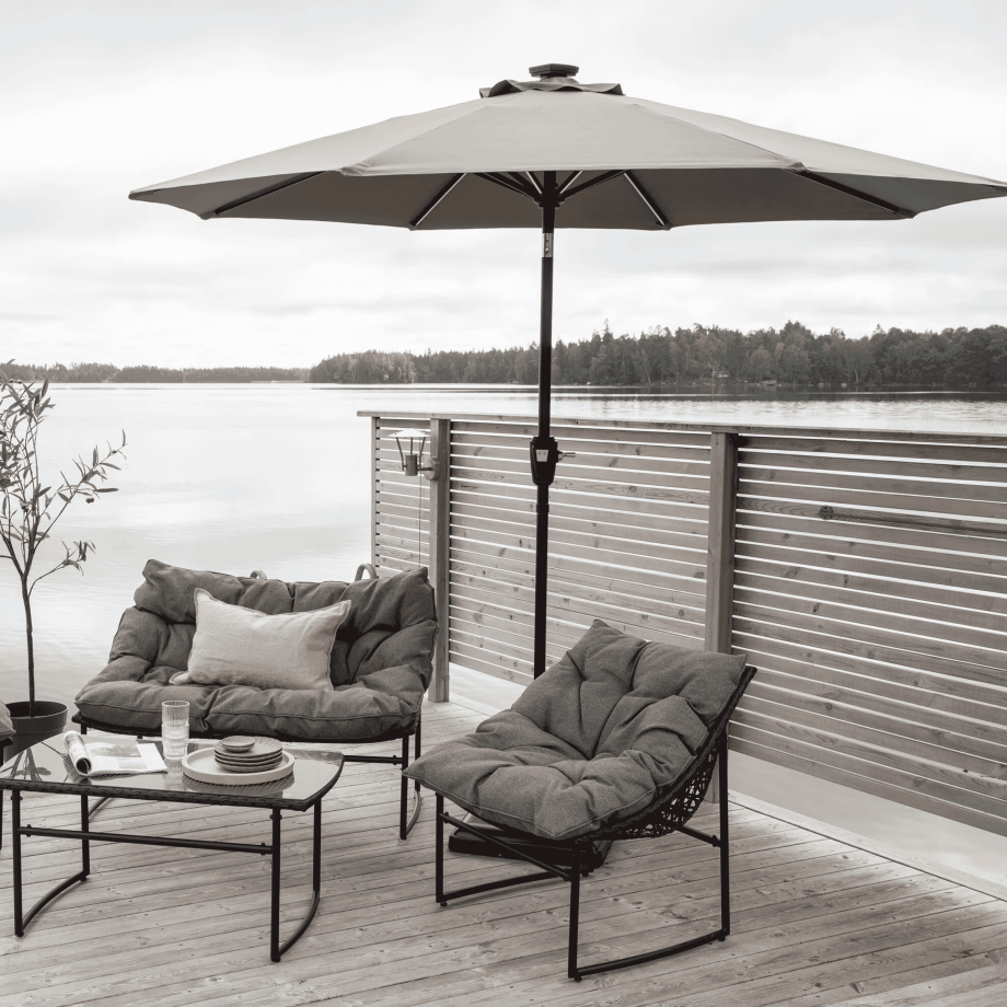 Nohr Parasol 'Bryttany' LED, 270cm, kleur Grijs afbeelding 1