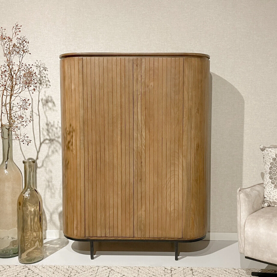 Livingfurn Opbergkast 'Noor' Mangohout, 150 x 115cm, kleur Naturel Livingfurn Opbergkast 'Noor' Mangohout, 150 x 115cm, kleur Naturel afbeelding 1