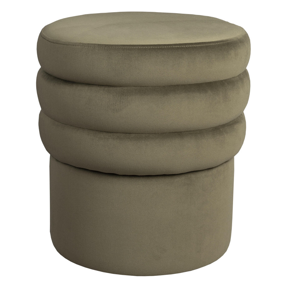 Dutchbone Hocker 'Aditi' Velvet, kleur Groen afbeelding 1