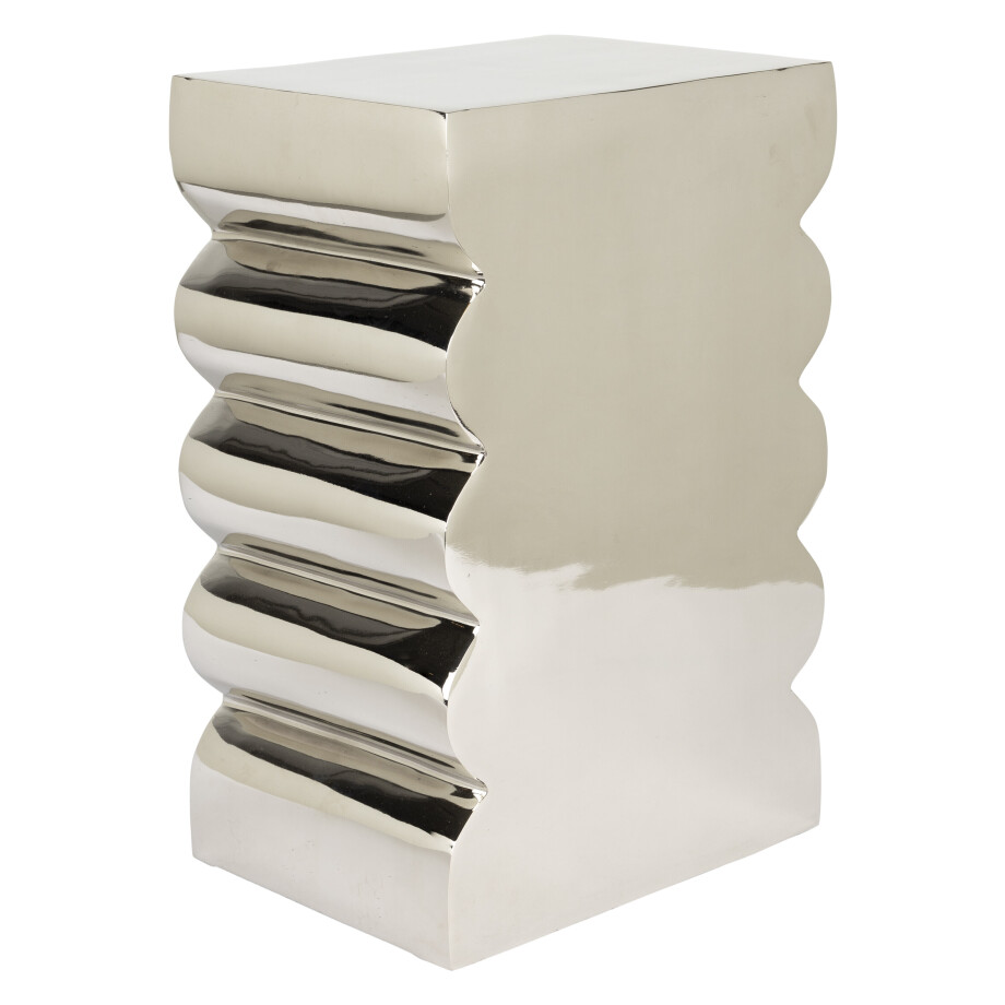 Zuiver Krukje/Bijzettafel 'Curves' 30 x 21cm, kleur Zilver afbeelding 1