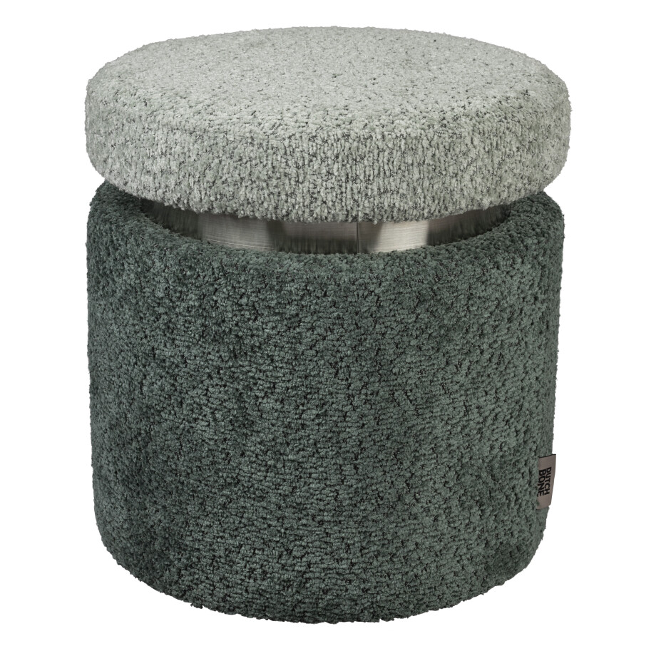 Dutchbone Poef 'Sen' Bouclé, kleur Groen afbeelding 1