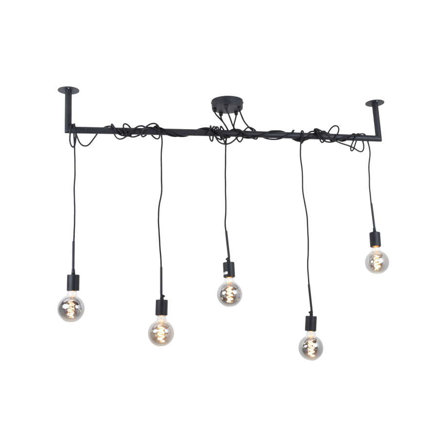 Urban Interiors Hanglamp 'Bar' 5-lamps, kleur Zwart afbeelding 1