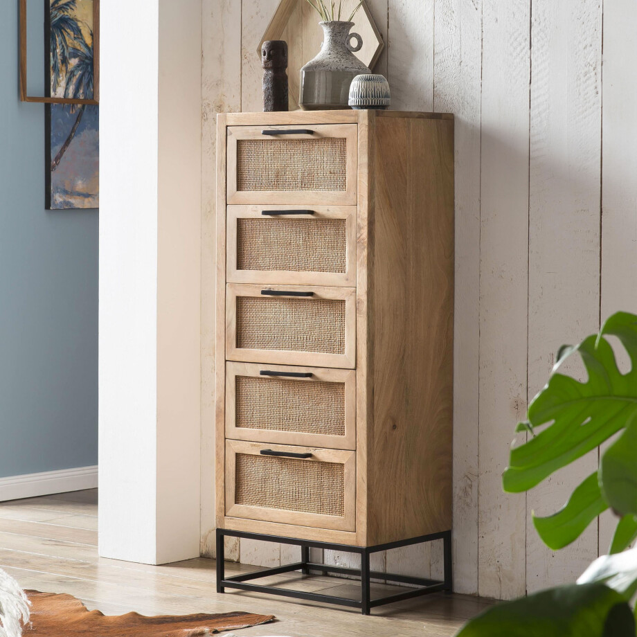 Artistiq Ladekast 'Cyntia' Mangohout en rotan, 115 x 45cm afbeelding 