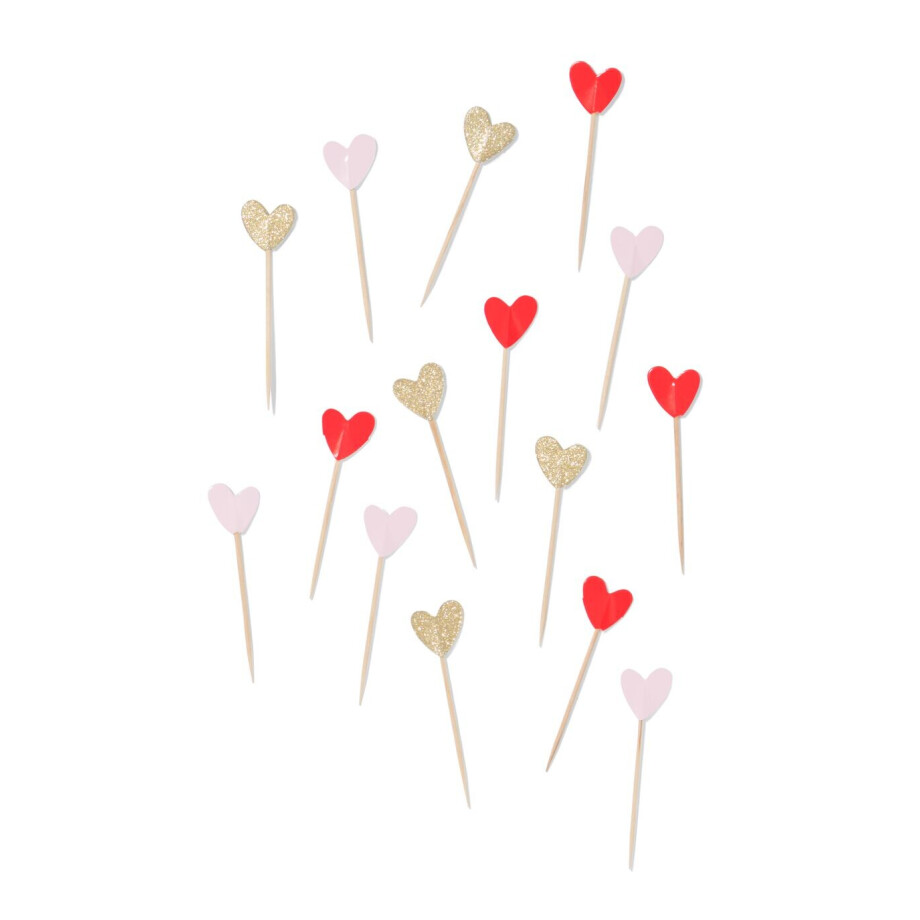 HEMA HEMA Cocktailprikker 9cm Hartjes - 15 Stuks (rood) afbeelding 1