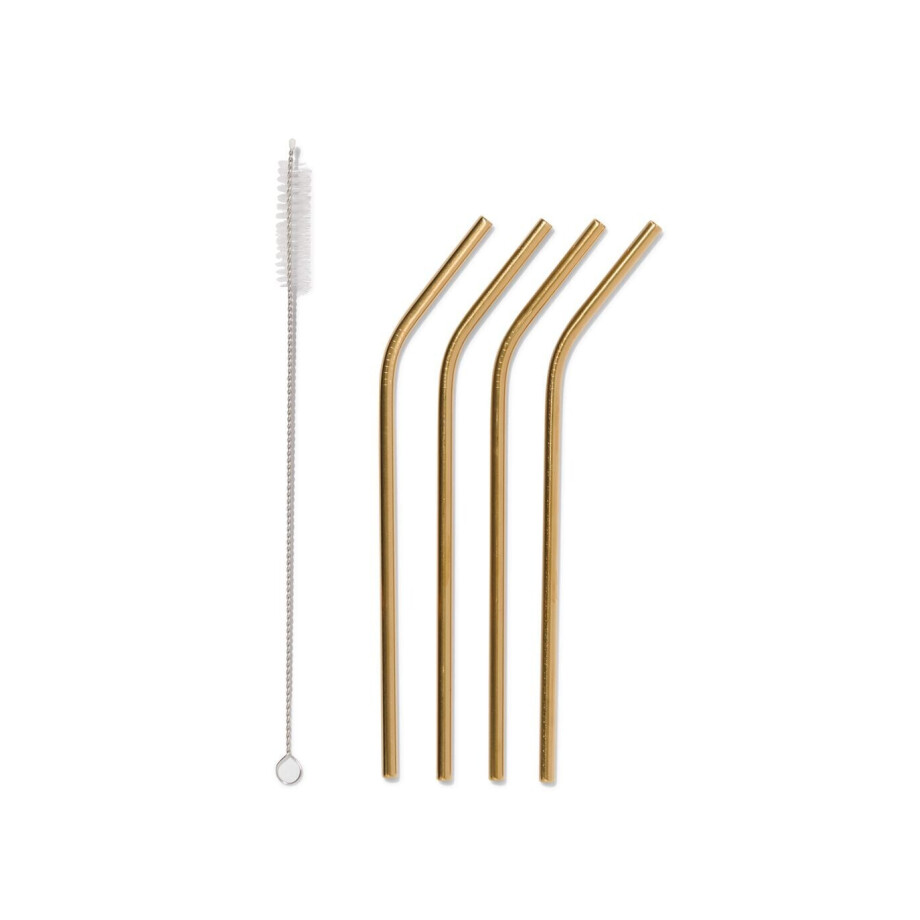 HEMA HEMA Rietjes Rvs Goudkleurig - 4 Stuks (goud) afbeelding 1