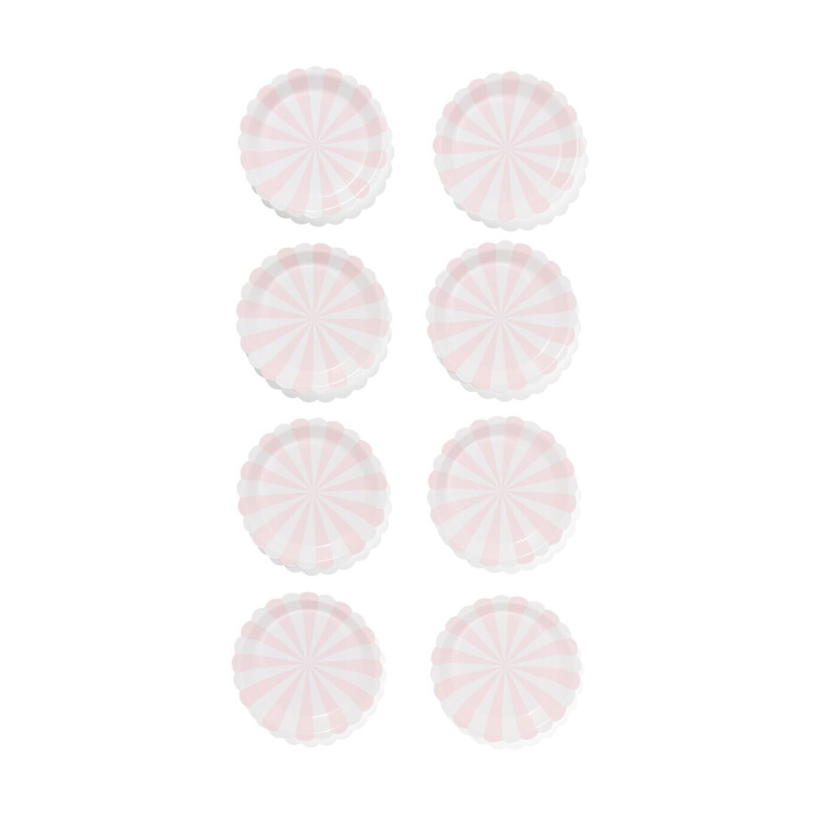 HEMA HEMA Gebaksbordje Lichtroze Streep 8 Stuks (roze) HEMA HEMA Gebaksbordje Lichtroze Streep 8 Stuks (roze) afbeelding 1