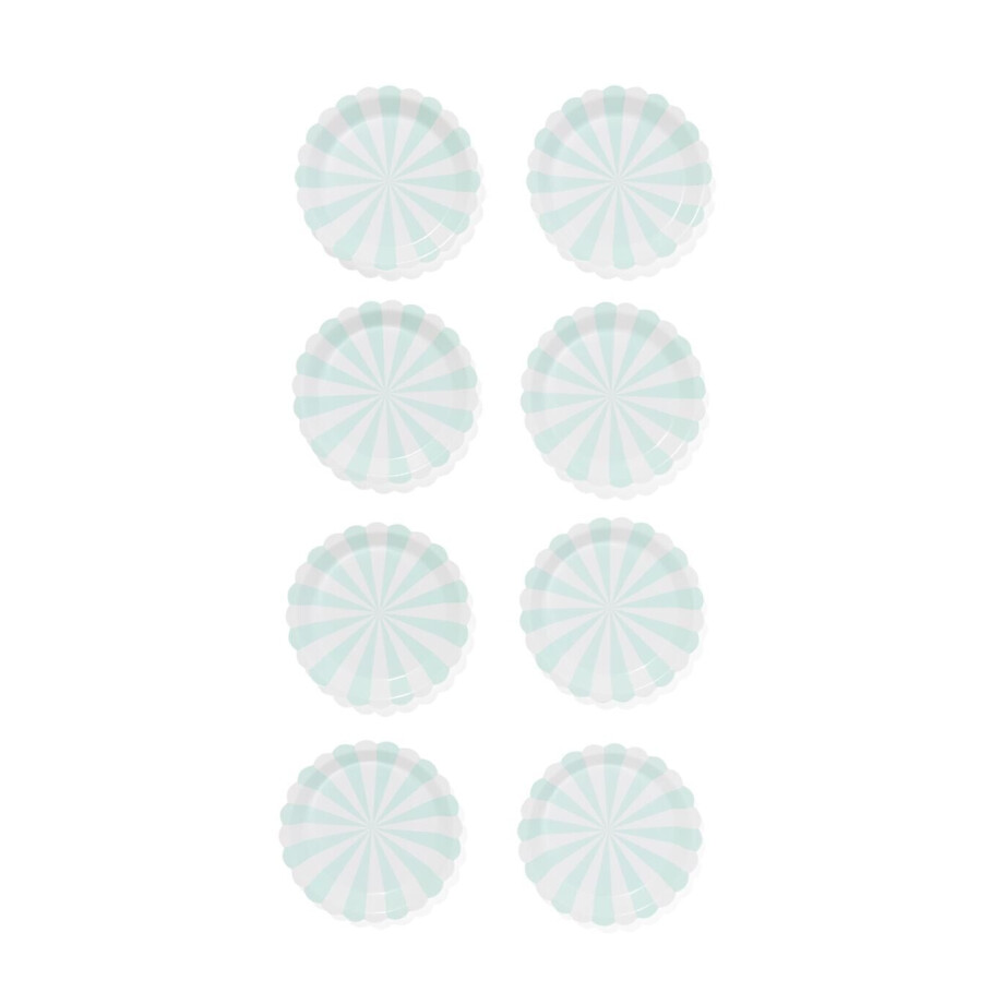 HEMA HEMA Gebaksbordje Lichtblauwe Streep 8 Stuks (blauw) afbeelding 1