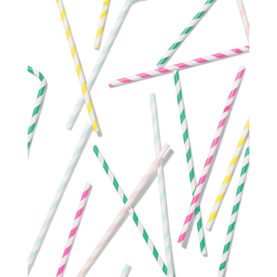 HEMA HEMA Papieren Rietjes Gestreept - 100 Stuks (multicolor) afbeelding 1
