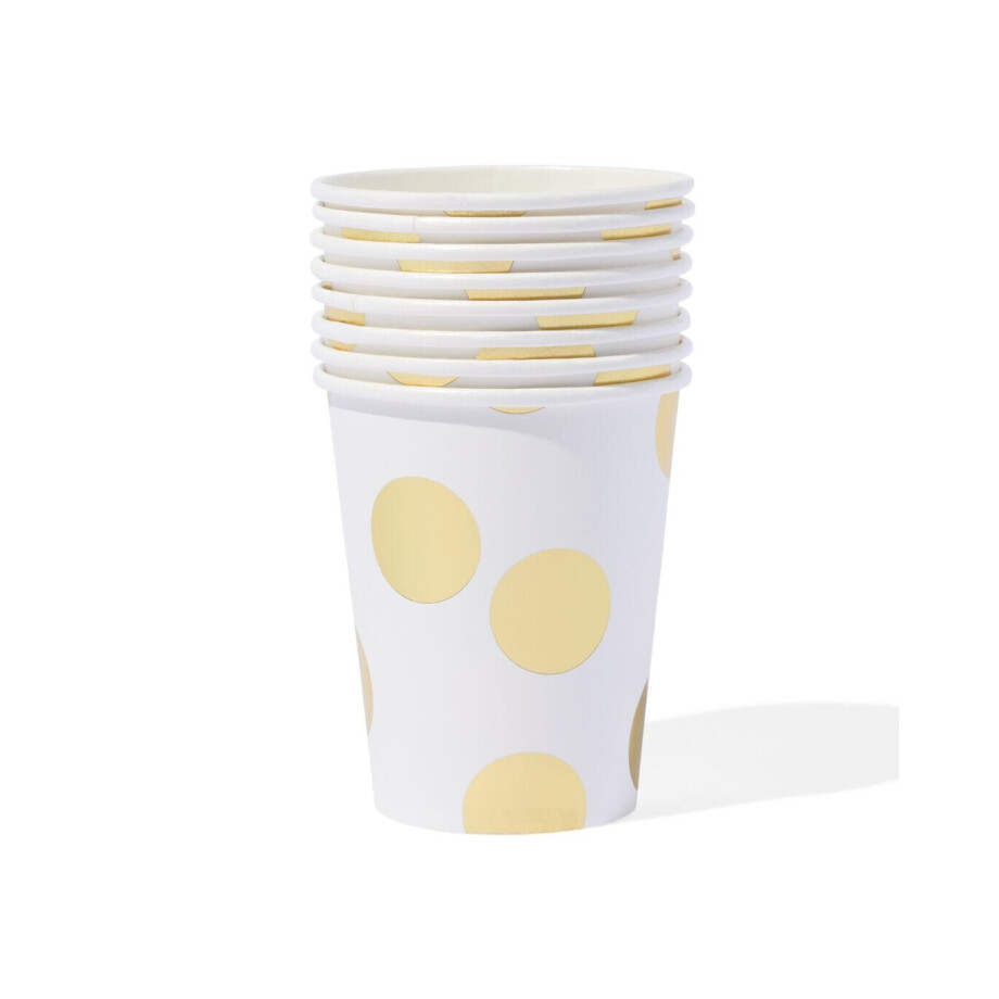 HEMA HEMA Papieren Beker 250ml Gouden Stip - 8 Stuks (goud) afbeelding 1