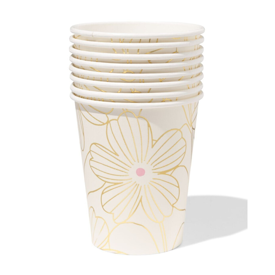 HEMA HEMA Bekers 250ml Papier Bloemen - 8 Stuks afbeelding 
