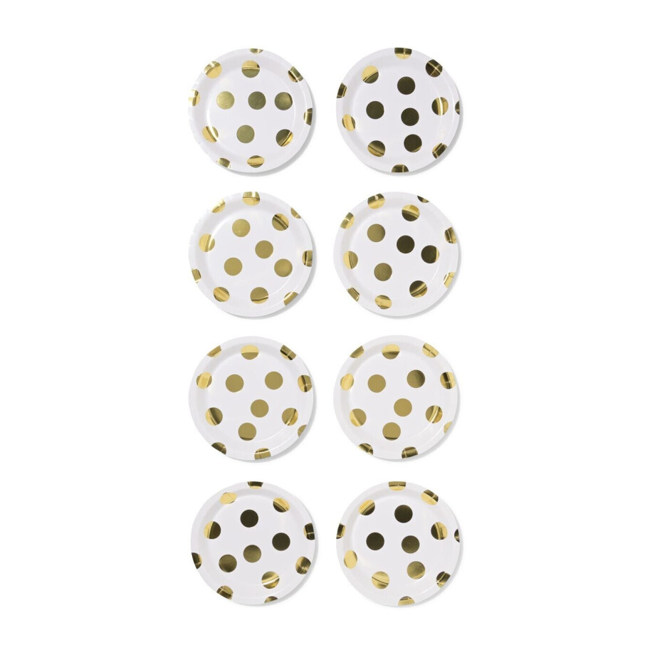 HEMA HEMA Gebaksbordjes ⌀17.5cm Papier Stippen Goud - 8 Stuks (goud) afbeelding 1