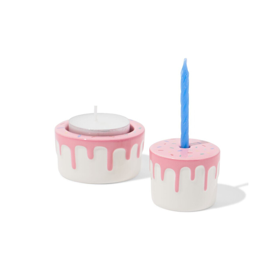 HEMA HEMA Kaarshouder Keramiek Taart 2-delig afbeelding 