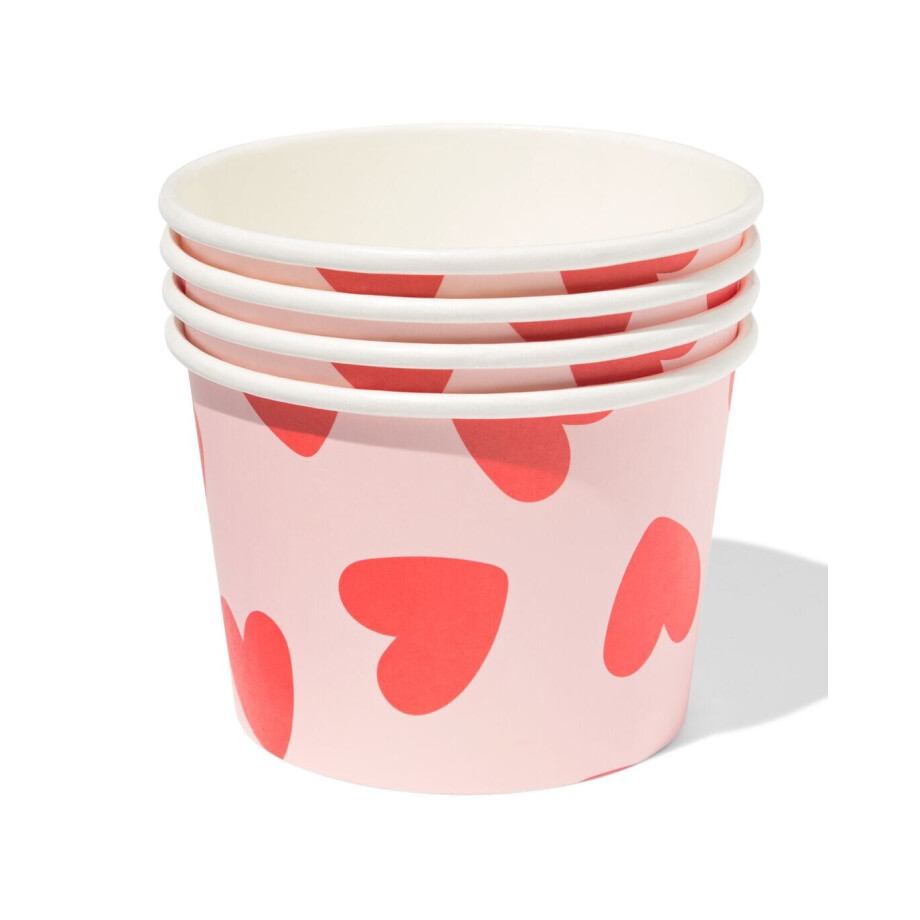 HEMA HEMA Bakjes 450ml Papier Hartjes - 4 Stuks (rood) afbeelding 1