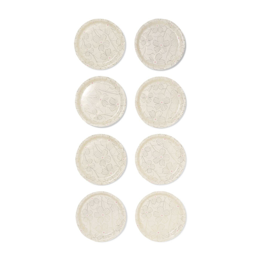 HEMA HEMA Borden ⌀22.5cm Papier Bloemen - 8 Stuks afbeelding 