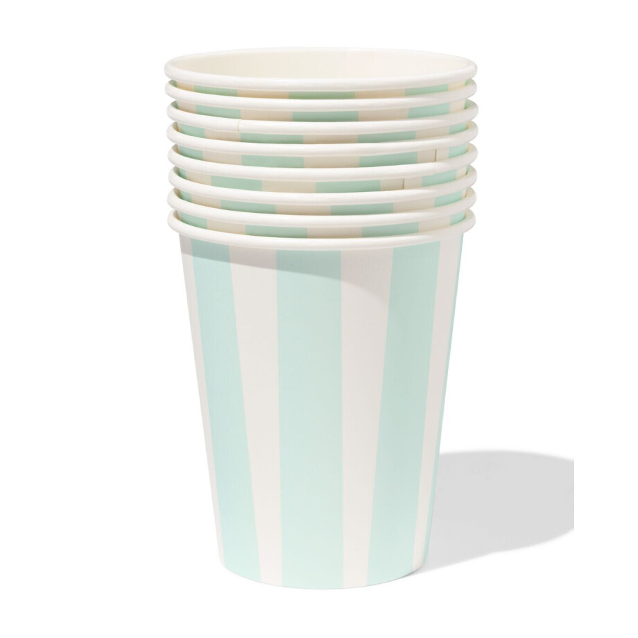HEMA HEMA Bekers 250ml Papier Strepen - 8 Stuks (blauw) afbeelding 1