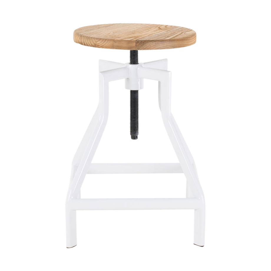 Lage draaibare kruk wit - in hoogte verstelbaar Lage draaibare kruk wit - in hoogte verstelbaar afbeelding 1