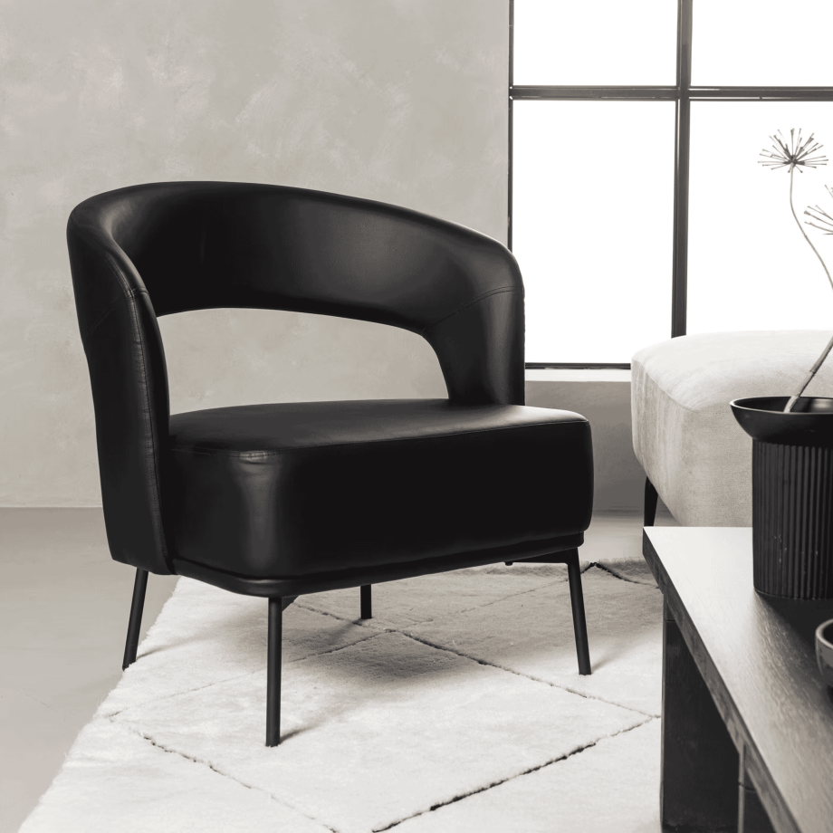Nohr Fauteuil 'Nygel' Lederlook, kleur Zwart afbeelding 1