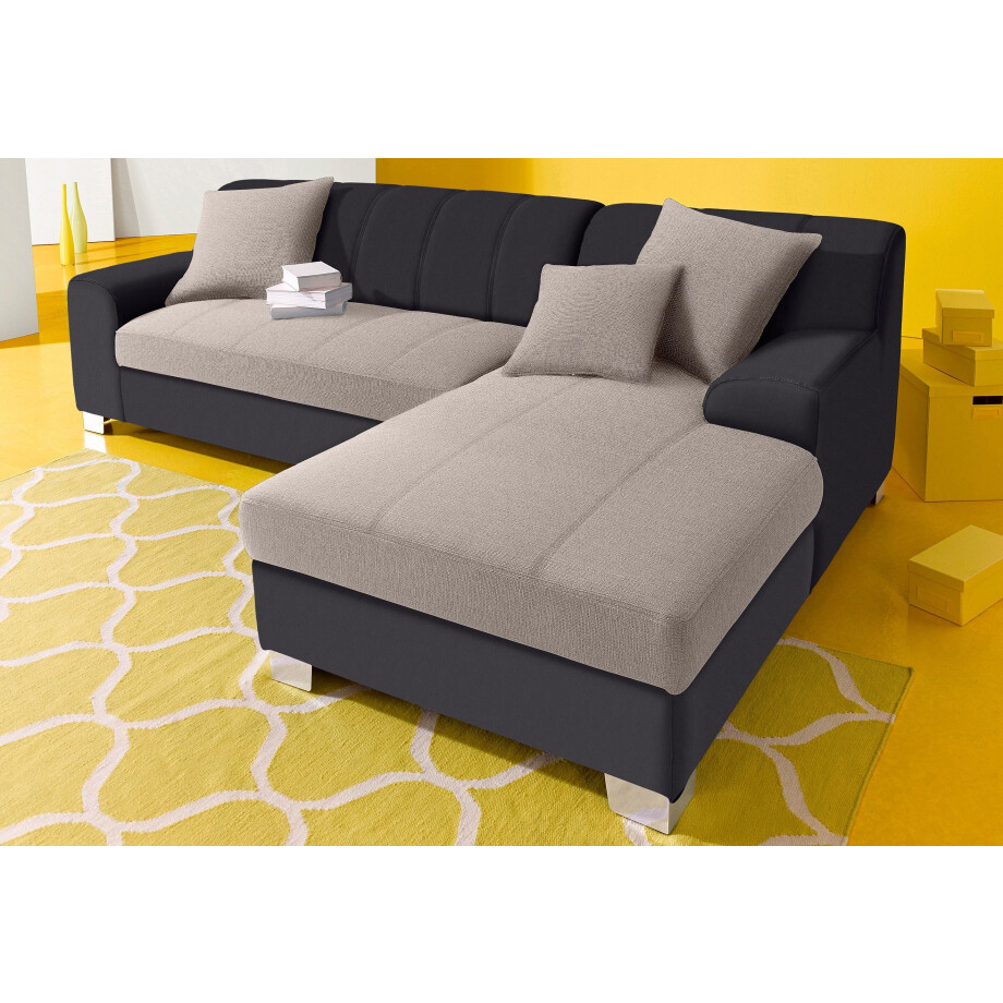 INOSIGN Hoekbank Turah incl. sierkussens, modern doorgestikt, ook in leer naar keuze met slaapfunctie, bedbank, bxdxh: 239x152x75 cm, l-model afbeelding 1