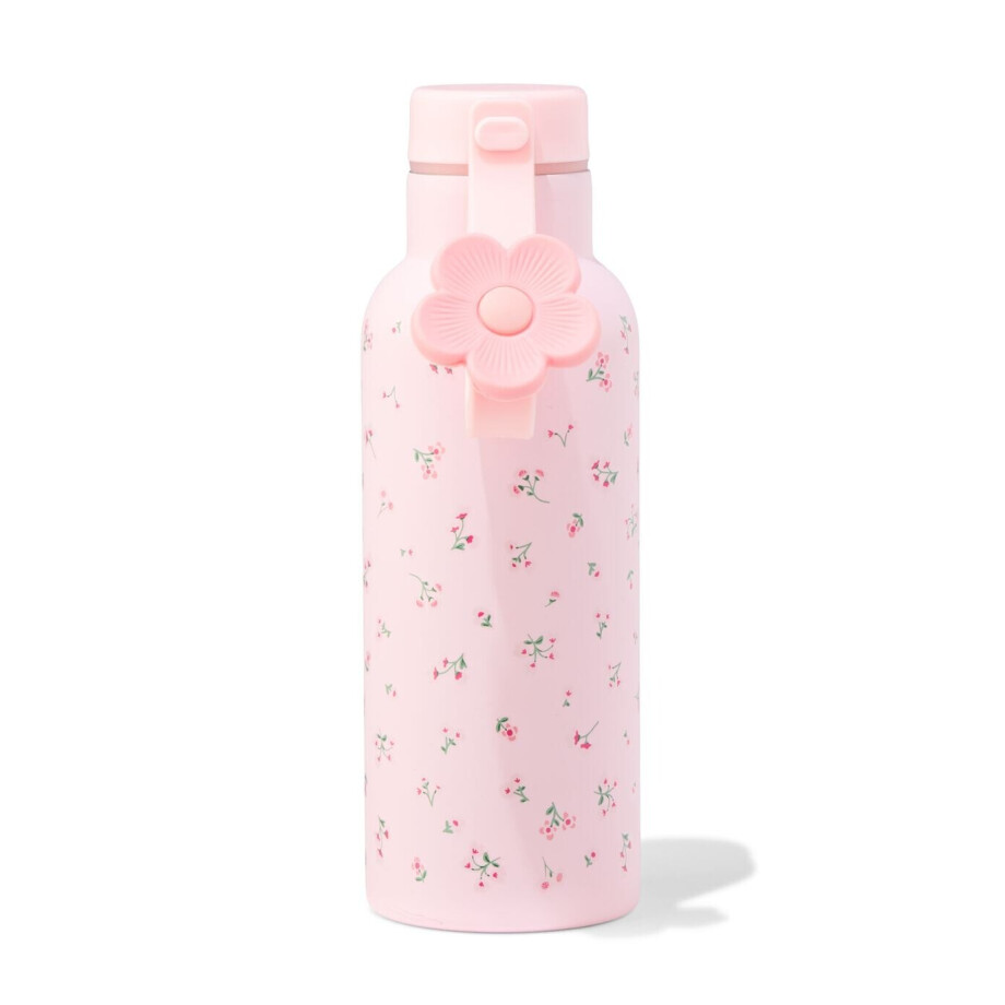 HEMA HEMA Waterfles 500ml Rvs Bloemen (roze) HEMA HEMA Waterfles 500ml Rvs Bloemen (roze) afbeelding 1
