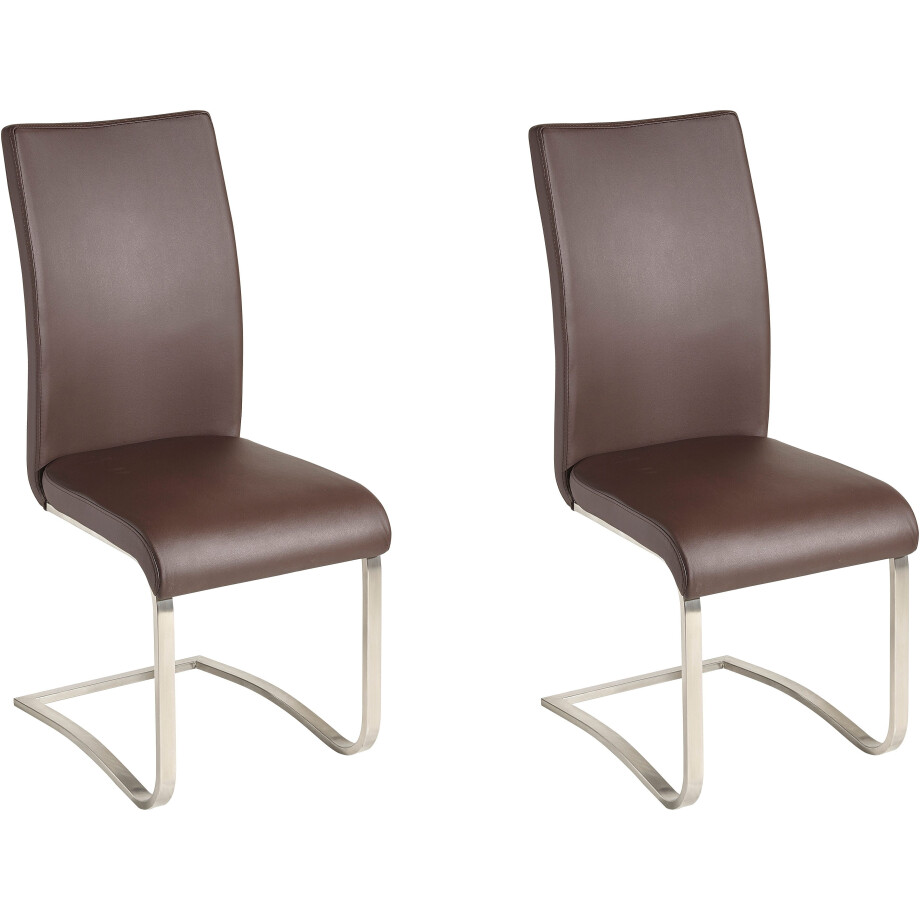 MCA furniture Vrijdragende stoel Arco Stoel overtrokken met echt leer, belastbaar tot 130 kg (2 stuks) afbeelding 1