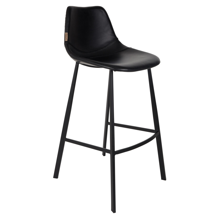 Dutchbone Barkruk 'Franky' PU (zithoogte 80cm), kleur Zwart Dutchbone Barkruk 'Franky' PU (zithoogte 80cm), kleur Zwart afbeelding 1