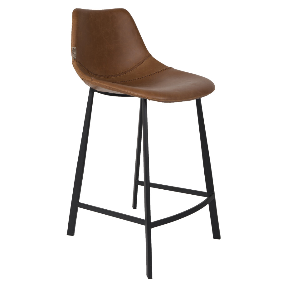 Dutchbone Barkruk 'Franky' PU (zithoogte 65cm), kleur Bruin afbeelding 1