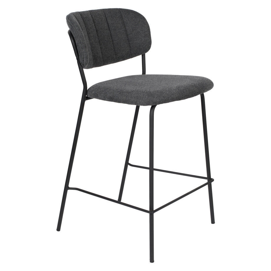 ZILT Barstoel 'Kolten' kleur Zwart/Donkergrijs (zithoogte 65cm) ZILT Barstoel 'Kolten' kleur Zwart/Donkergrijs (zithoogte 65cm) afbeelding 1