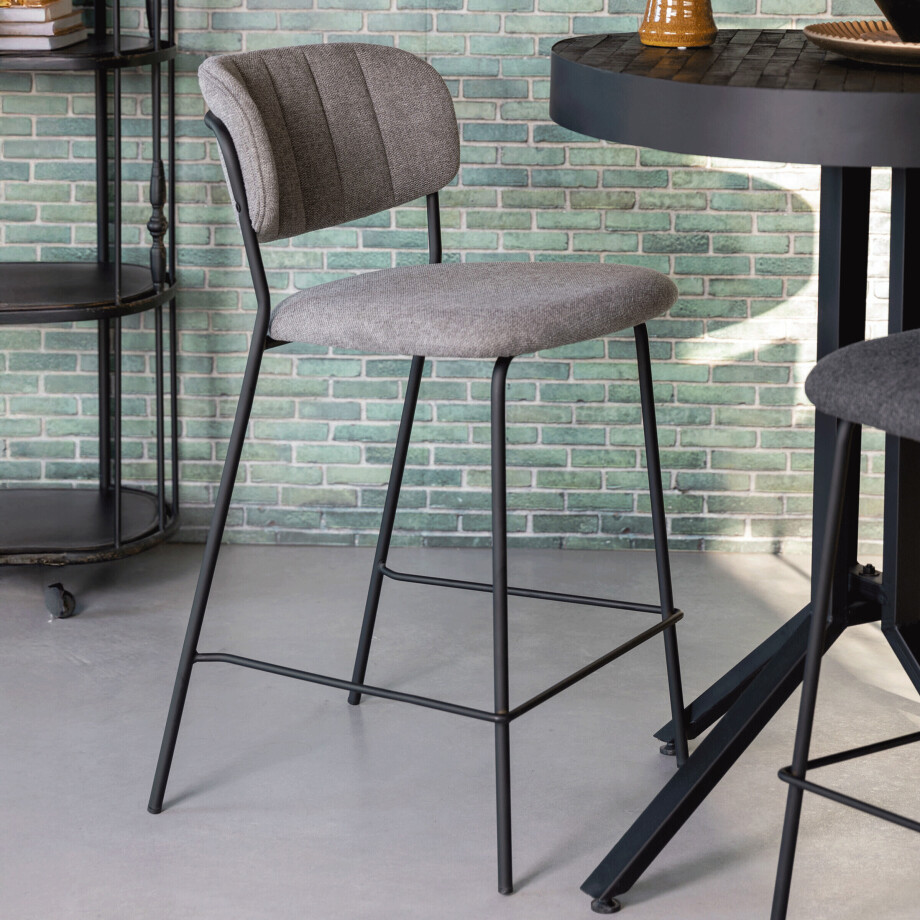 ZILT Barstoel 'Kolten' kleur Zwart/Lichtgrijs (zithoogte 65cm) afbeelding 1