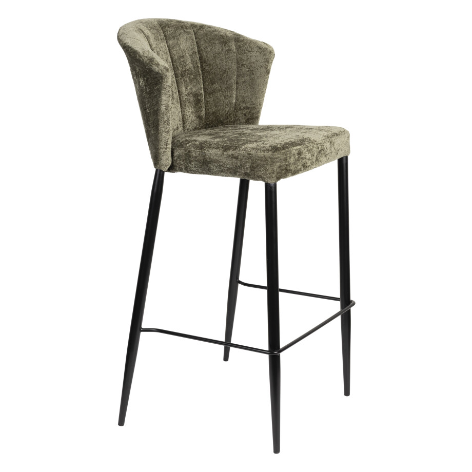 Dutchbone Barstoel 'Georgia' Chenille, kleur Groen (zithoogte 75cm) Dutchbone Barstoel 'Georgia' Chenille, kleur Groen (zithoogte 75cm) afbeelding 1