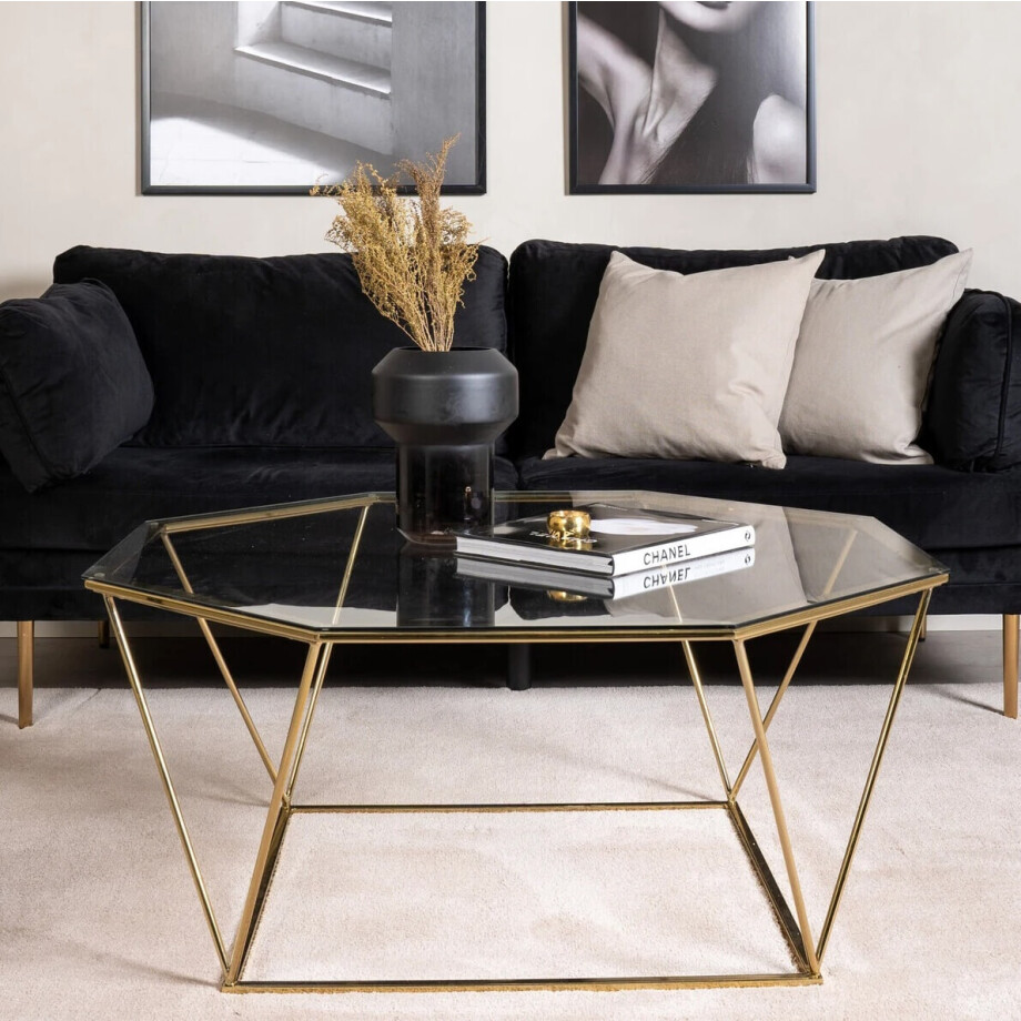 Nohr Salontafel 'Torrian' Glas, 100 x 100cm, kleur Goud afbeelding 1