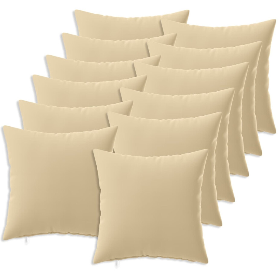 vidaXL - Kussen - met - kussen - HEERLEN - 12 - st - Beige - Polyester vidaXL - Kussen - met - kussen - HEERLEN - 12 - st - Beige - Polyester afbeelding 1