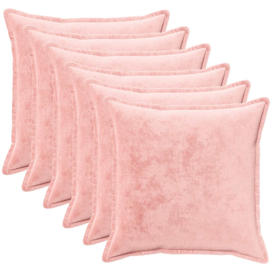 vidaXL - Kussensloop - 6 - st - HOUTEN - Roze - 60 - x - 60 - cm - Flanel afbeelding 1