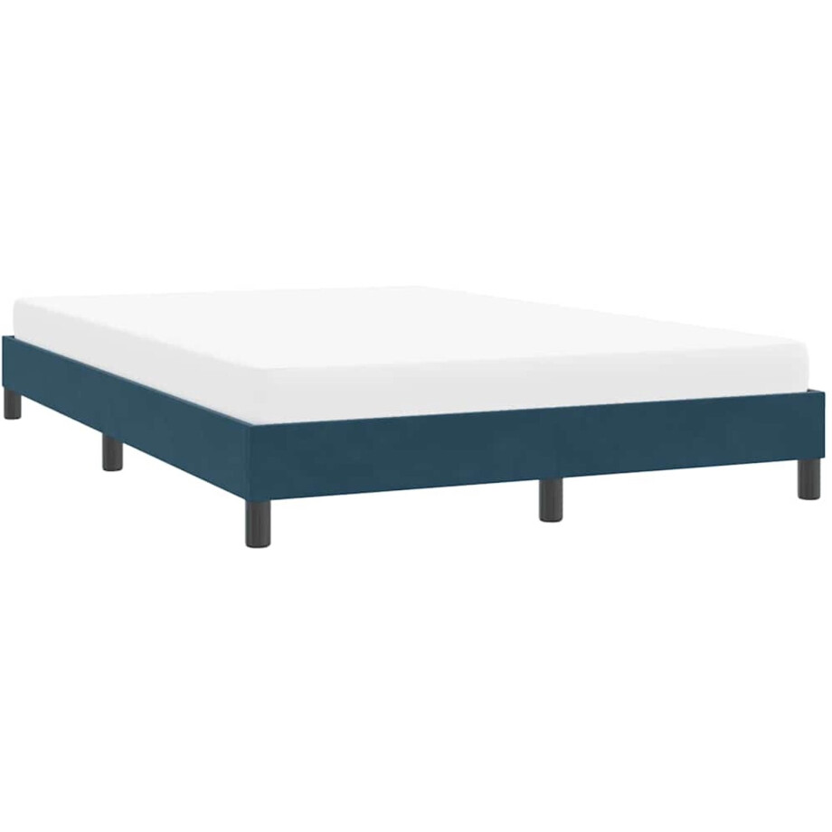 vidaXL - Bedframe - zonder - matras - 160x220 - cm - fluweel - donkerblauw vidaXL - Bedframe - zonder - matras - 160x220 - cm - fluweel - donkerblauw afbeelding 1