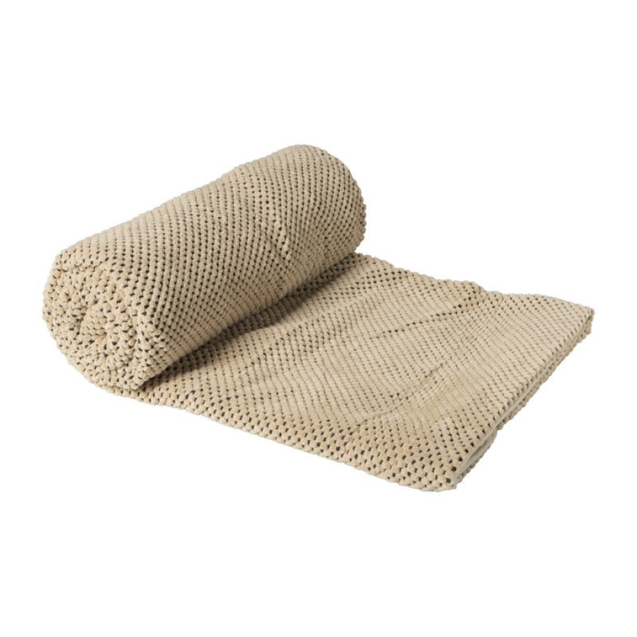 Plaid blokje - beige - 130x160 cm afbeelding 