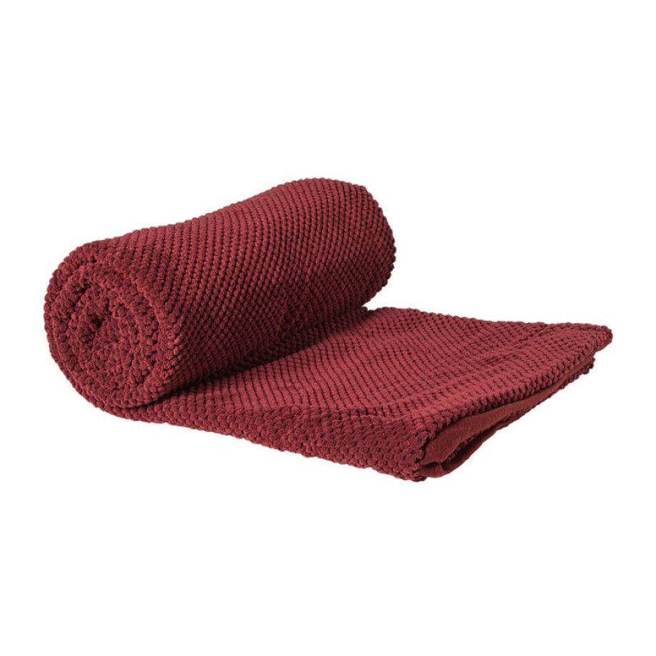 Plaid blokjes - bordeaux - 130x160 cm afbeelding 