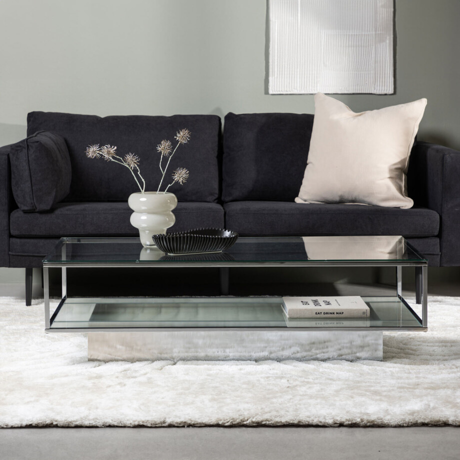 Nohr Salontafel 'Sheema' Glas, 130 x 60cm, kleur Zilver afbeelding 1