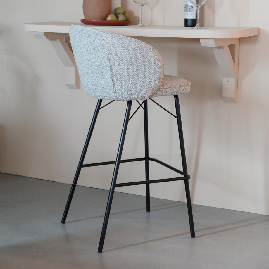 ZILT Barkruk 'Jacquelyne' Bouclé, kleur Beige (zithoogte 75cm) afbeelding 1