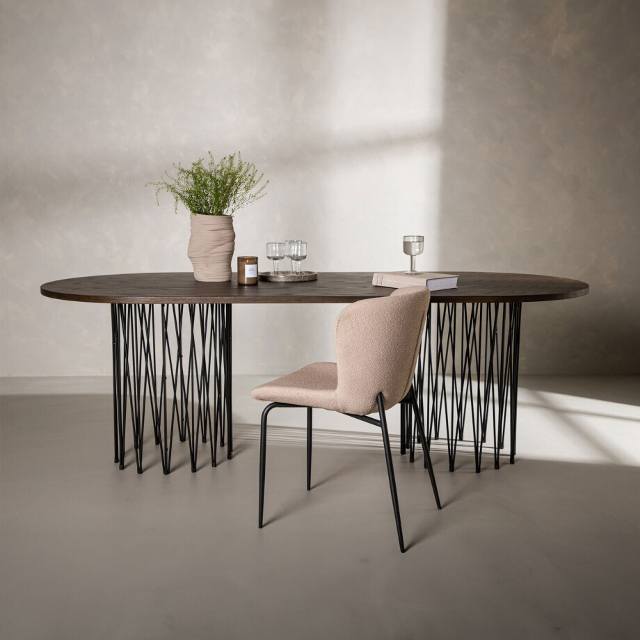 Nohr Ovale Eettafel 'Danni' 220 x 100cm, kleur Mokka Nohr Ovale Eettafel 'Danni' 220 x 100cm, kleur Mokka afbeelding 1