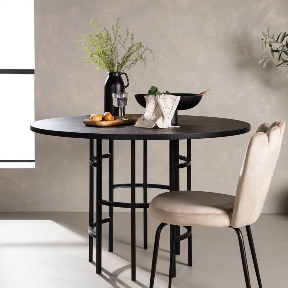 Nohr Ronde Eettafel 'Vu' 115cm, kleur Zwart Nohr Ronde Eettafel 'Vu' 115cm, kleur Zwart afbeelding 1
