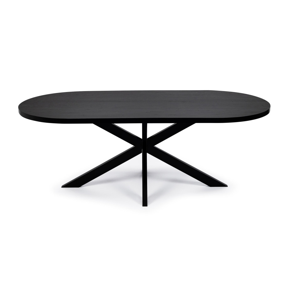 Stalux Plat Ovale eettafel 'Noud' 180 x 100cm, kleur zwart / zwart eiken afbeelding 1