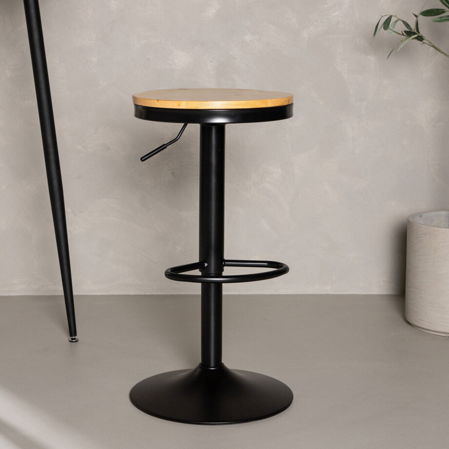 Nohr Verstelbare Barkruk 'Tiani' Eikenlook (zithoogte 60-80cm) afbeelding 1